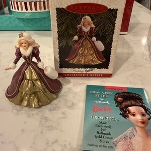 Barbie 1996 Hallmark Holiday Keepsake Ornament in Purple and Gold
